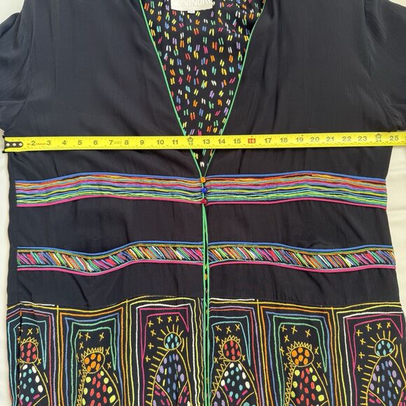 Vtg PLATINUM DOROTHY SCHOELEN Jacket Medium Black Folk Art Boho Oversized USA - Picture 11 of 13